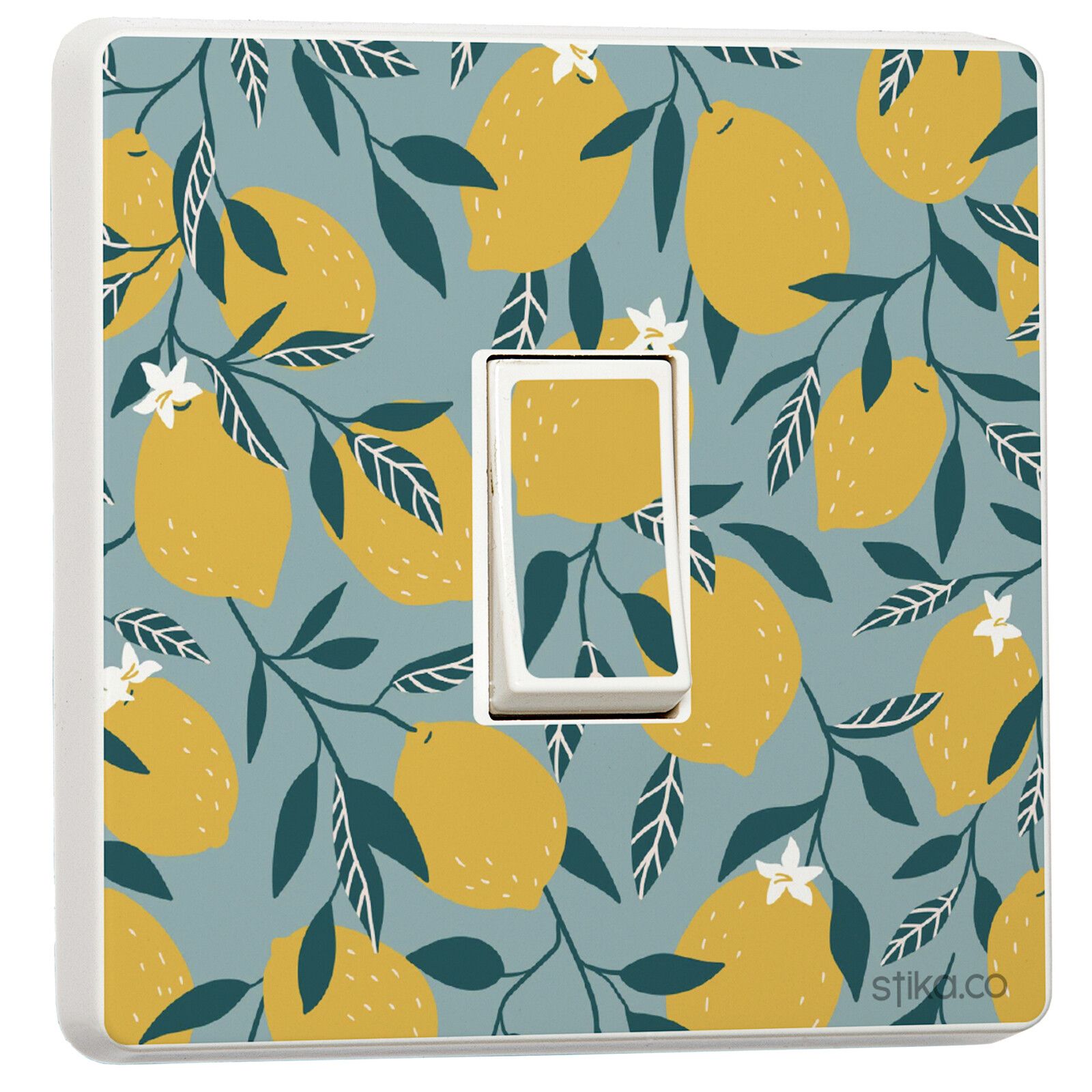Pack of 2 Blue or Green Lemon Print Light Switch Sticker vinyl
