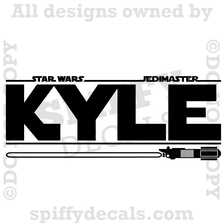 STAR WARS PERSONALIZED CUSTOM NAME LIGHTSABER Boys Vinyl Wall Decal Jedi Master