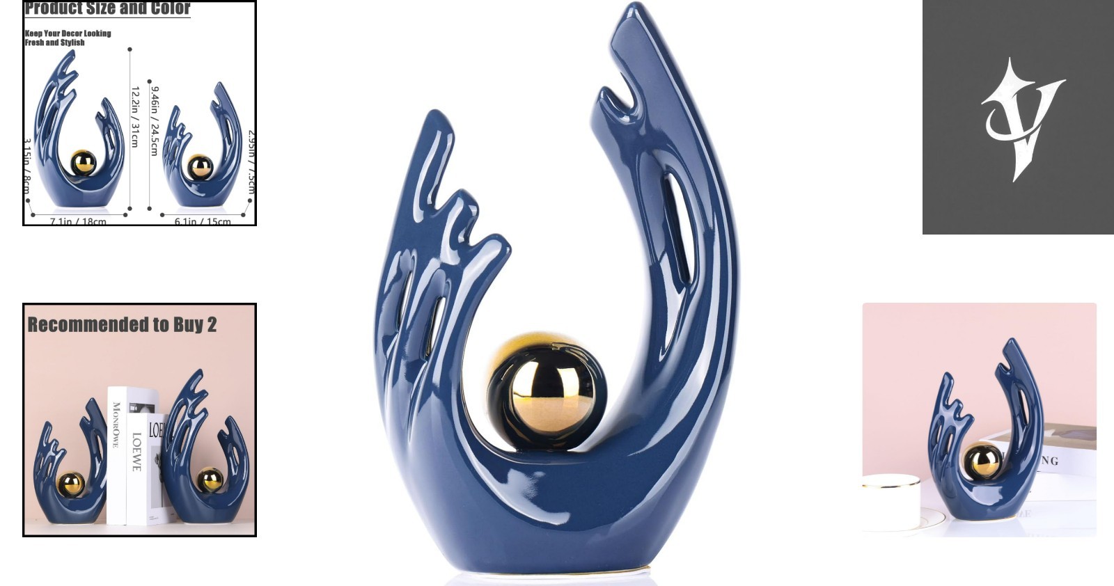Modern Blue Tabletop Art Statue – Compact Decorative Sculpture for Any Space