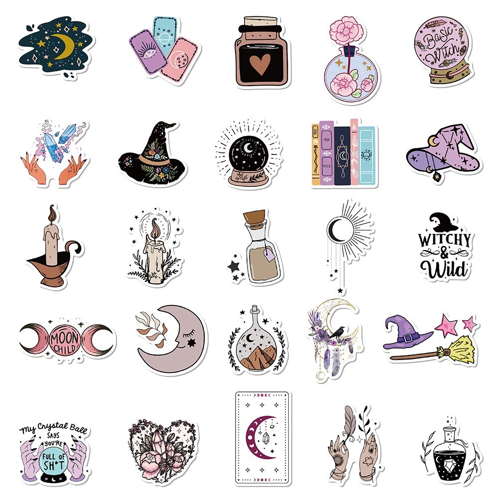 200pcs SPIRITUAL Stickers Pack,Crystal Potion Gothic Halloween Stickers,#196-199