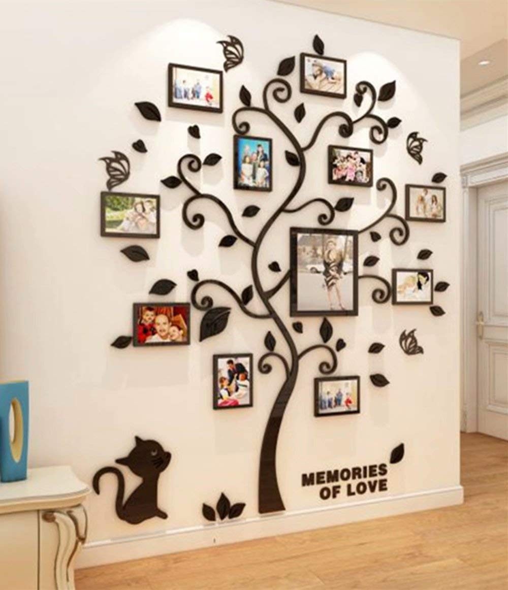 3D Tree Wall Stickers – Family Decor Black Trunk Medium,