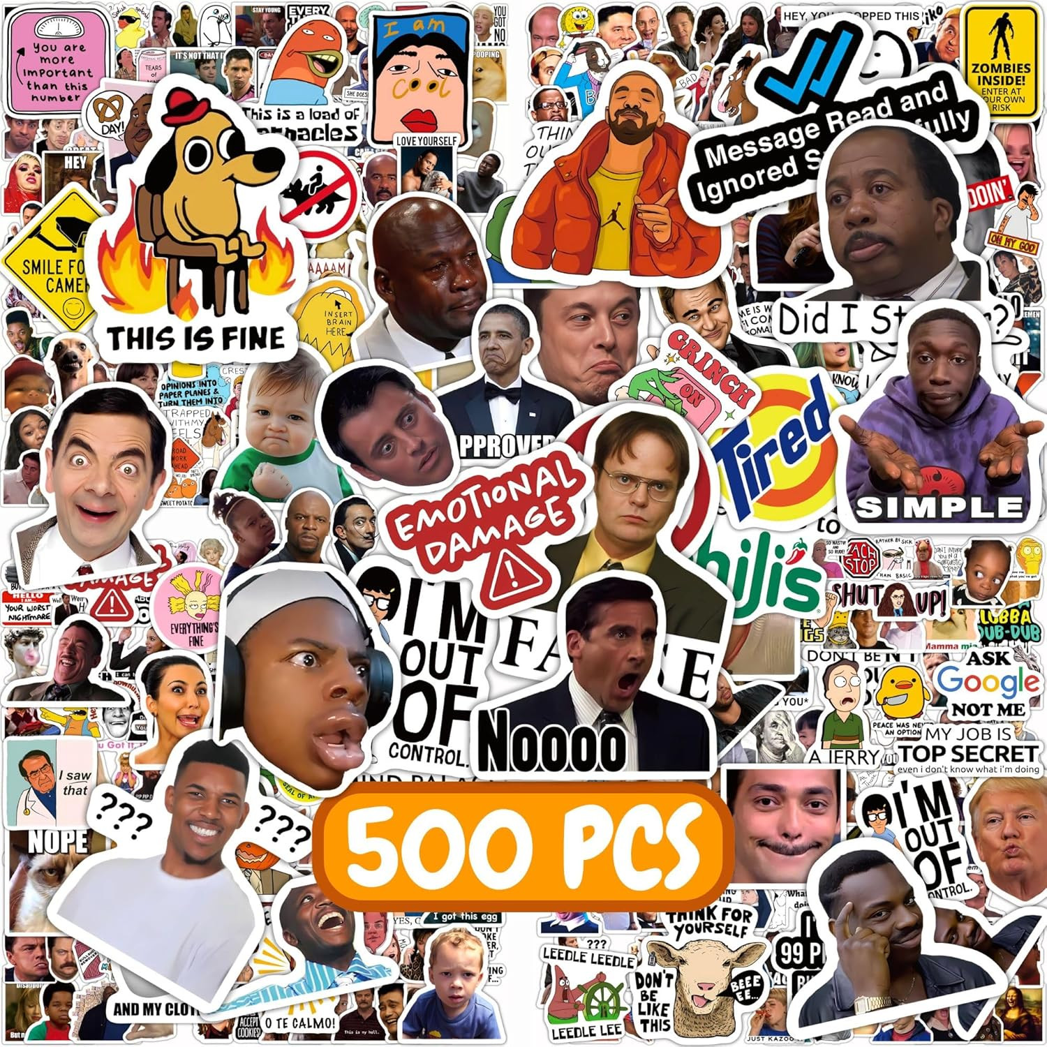 500 Pcs Funny Stickers for Adults & Teens – Trendy Meme Sticker, VSCO Vinyl Deca