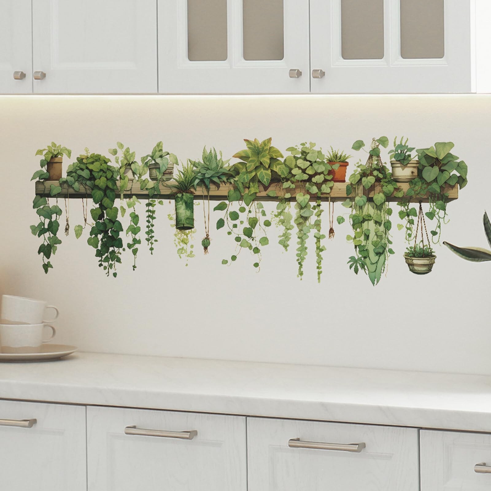 Plant Wall Decals Vinyl Waterproof Wall Stickers Removable Wall Murals Peel a…