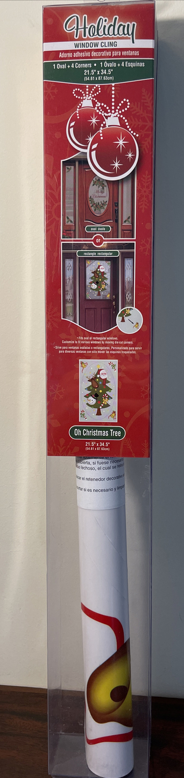 Brewster Oh Christmas Tree Holiday ￼ Window Cling 21.5 X 34.5 Santa Snowman New