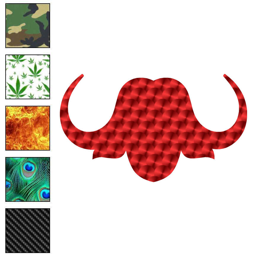Water Buffalo Head, Vinyl Decal Sticker, 40 Patterns & 3 Sizes, #7167