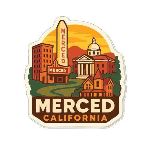 Merced California Sticker Decal Vinyl Die-Cut City Skyline Landmark Design