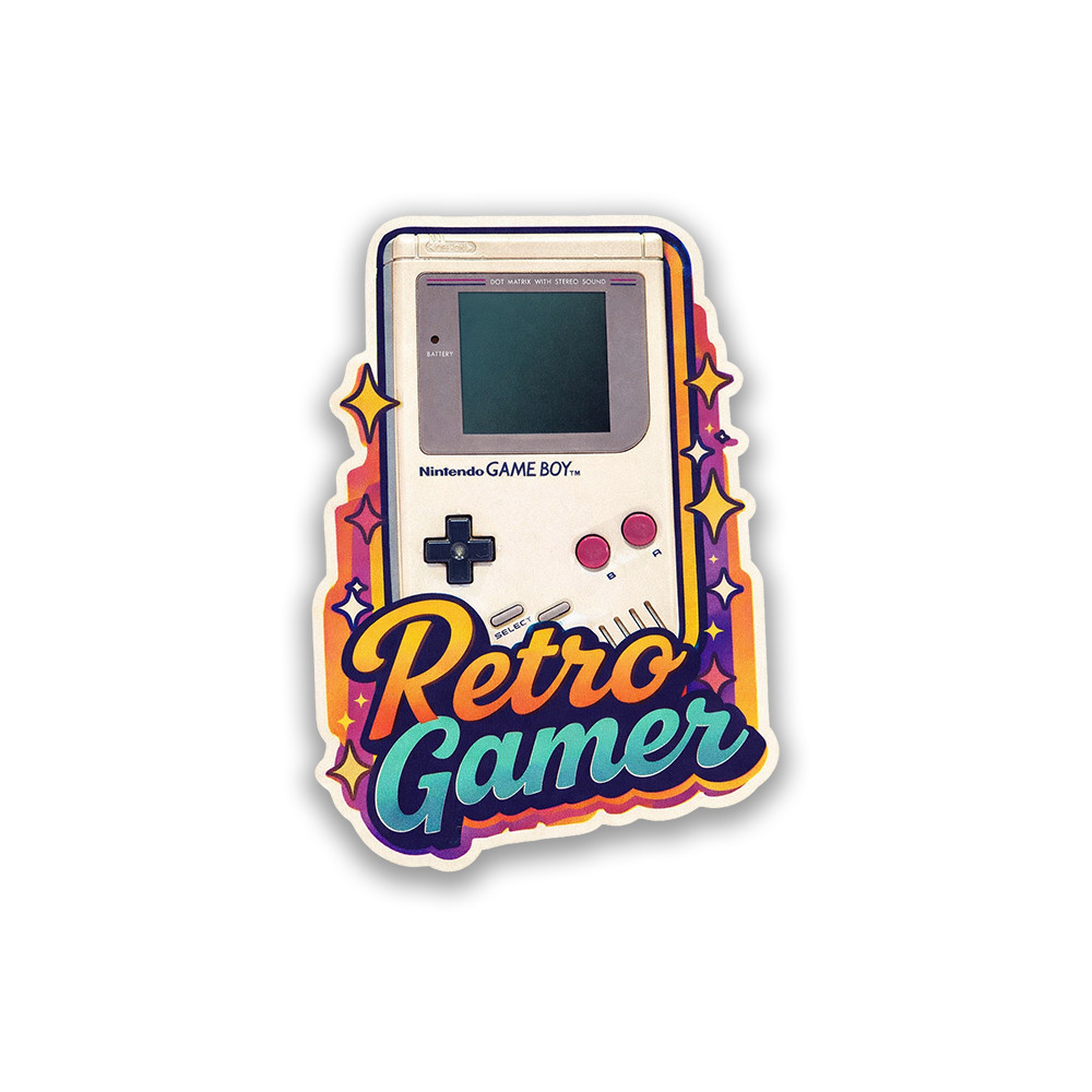 Retro Gamer Sticker 4 Inch Vinyl Decal Game Boy Nintendo Video Gaming Games