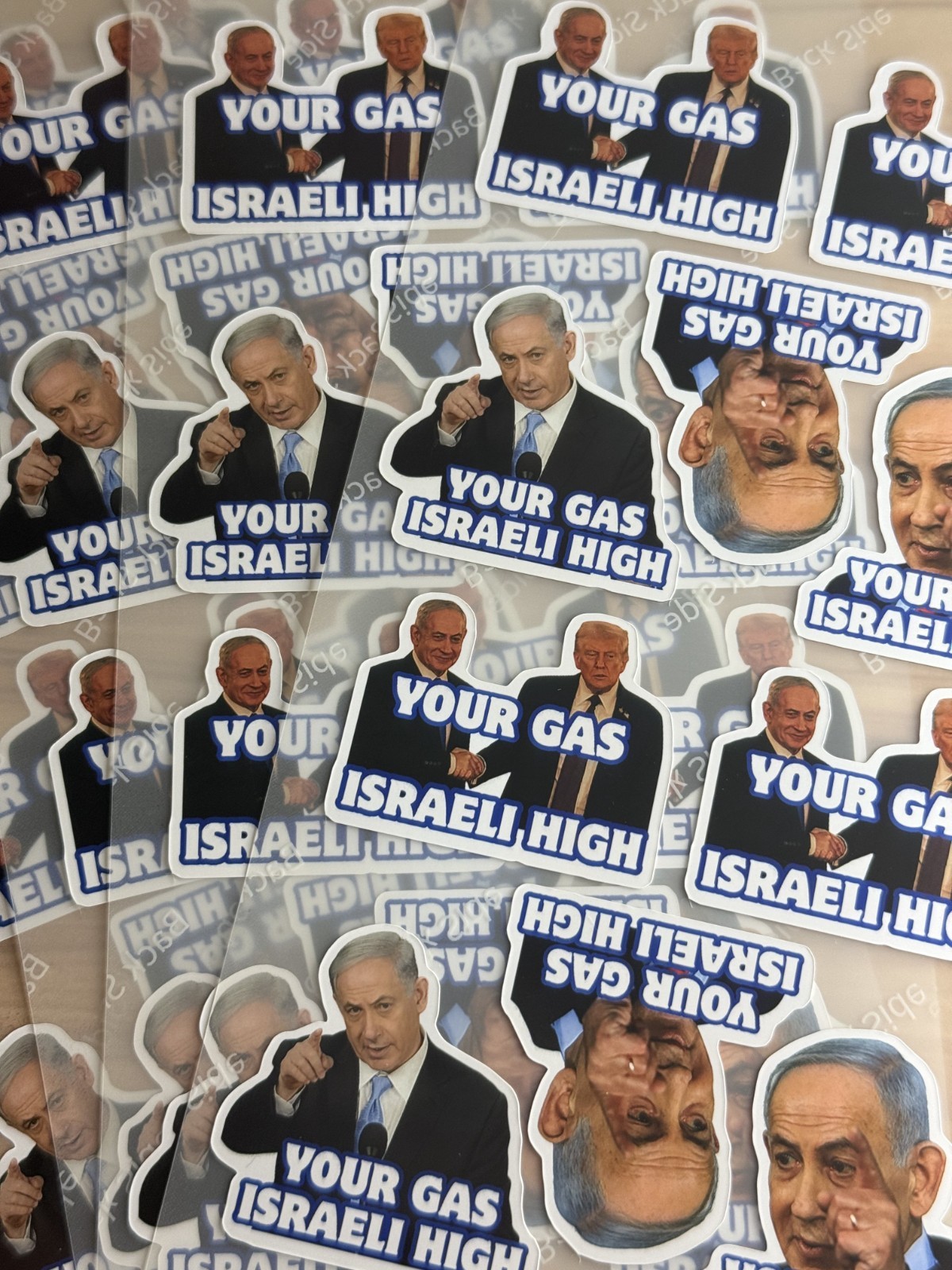 Your Gas Israeli High Stickers Bibi Trump 50pc Mixed Political Vinyl Decals 1.5"