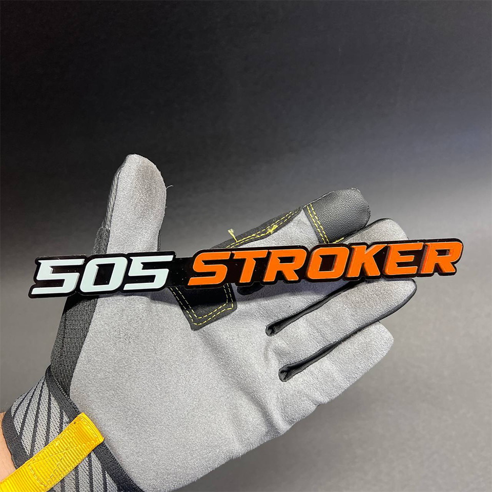1X 505 stroker Custom 3D Car Fender Emblem Acrylic Badge Gray / ORANGE / black