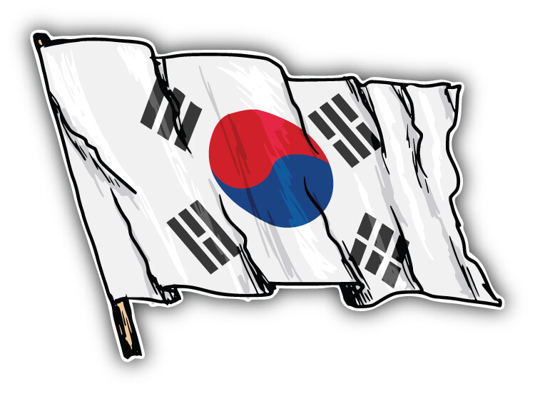 South Korea Flag Sketch Car Bumper Sticker Decal