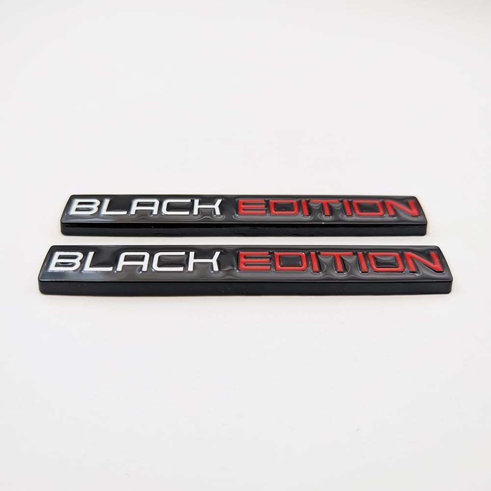 2X Chrome Metal Black Edition Car Emblems – 3D Auto Badge, Universal Fit