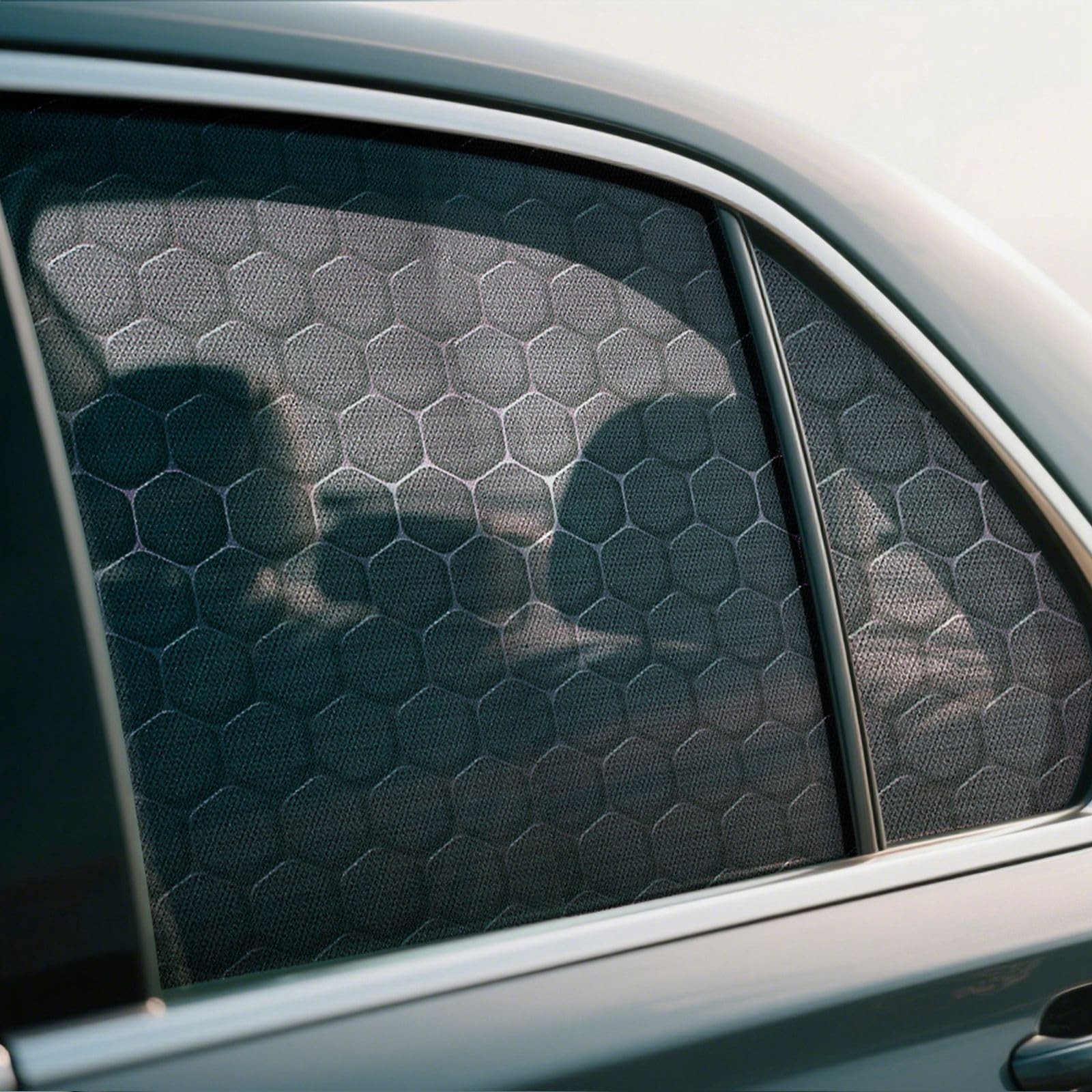 2PCS Car Rear Side Window Stickers – 35″×17″, Honeycomb Pattern PVC -Way Priv…