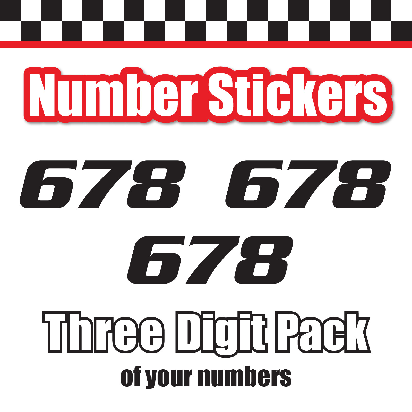 3x 3 Digit Custom Single Number Sticker Decal Locker Door Mailbox Serpentine Std