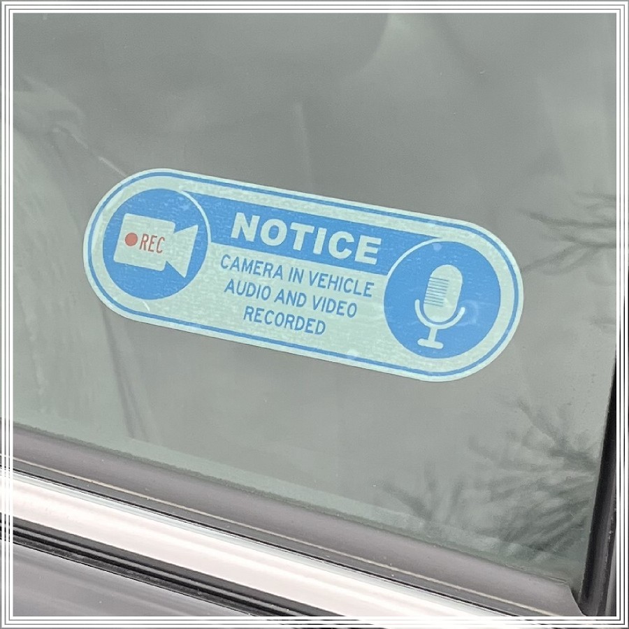 Camera in Car Recording Video XL 4-Pack INSIDE MOUNT Decals Blue White 4.25×1.5