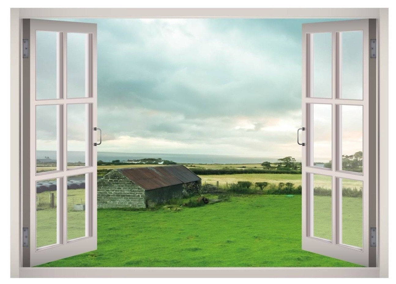 Farm Blue Sky Window 3D Wall Decal Art Mural Home Decor Canvas Vinyl W22