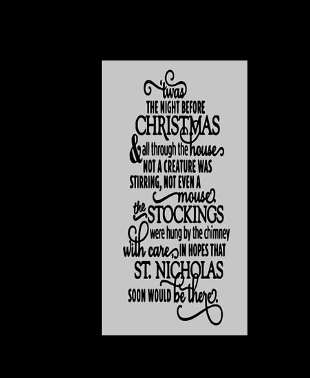 Vinyl Decal/Sticker Wine bottle diy NIGHT BEFORE CHRISTMAS poem