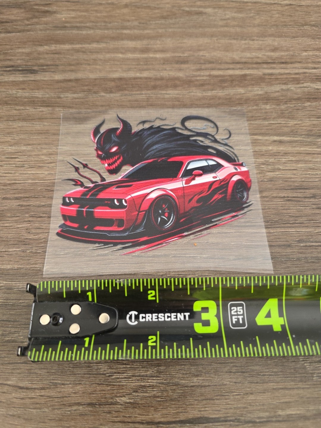 Dodge Challenger Demon High Quality Waterproof Raised UV DTF Window Decal 4in