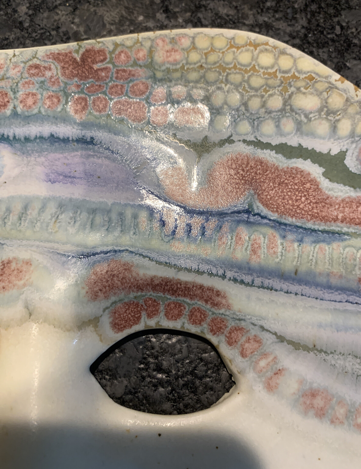 Pottery Handpainted Face Wall Mask 12” In Length By 6 1/2” Wide Beautiful