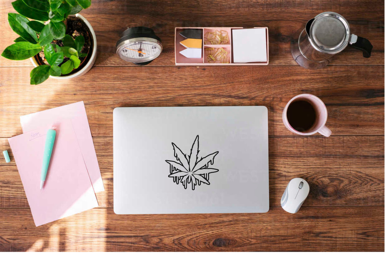 Dripping Pot Leaf Decal Sticker: Bold Cannabis Art for Your Space – 6217