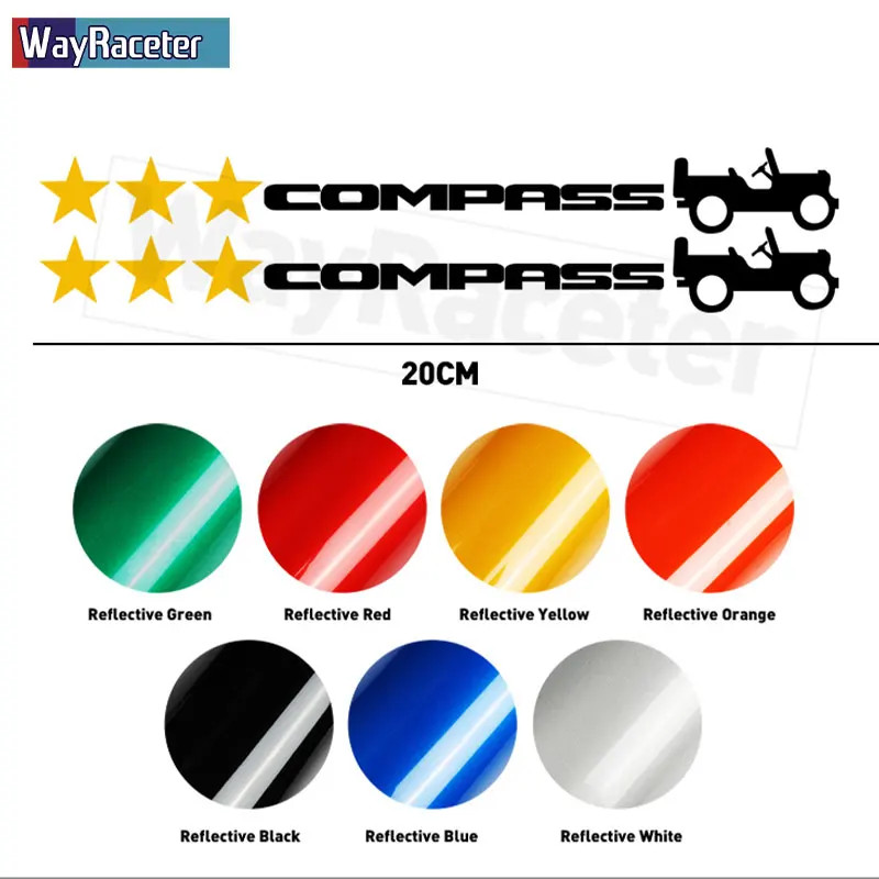 Aftermarket Jeep Compass Willy Edition Star Decal Kit – Reflective Vinyl | Hood,