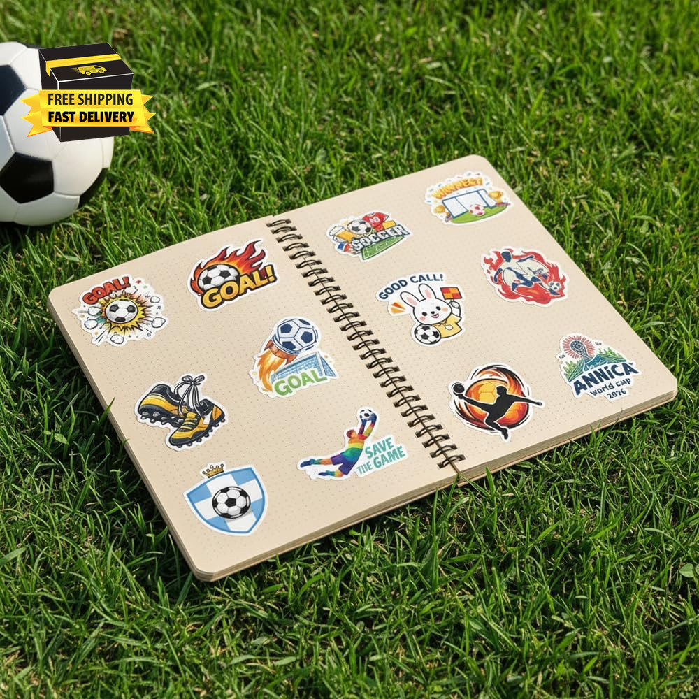 Soccer Stickers, 100 PCS Soccer Stickers for Kids, Soccer Party Favors, Vinyl Wa