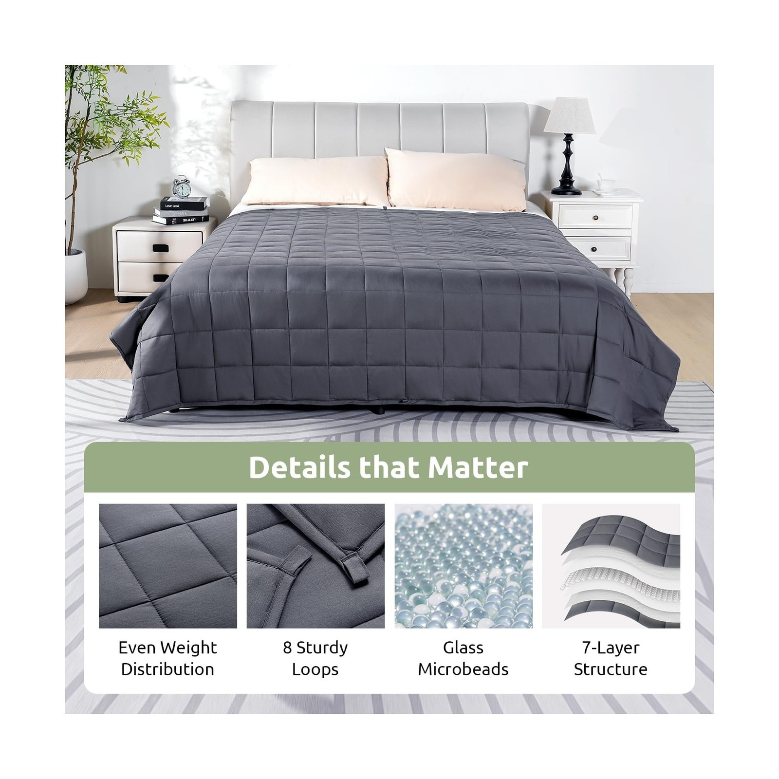 Sivio Weighted Blanket for Adults 100% Cotton, 60"x80" Queen Size 15 lbs, Coo…
