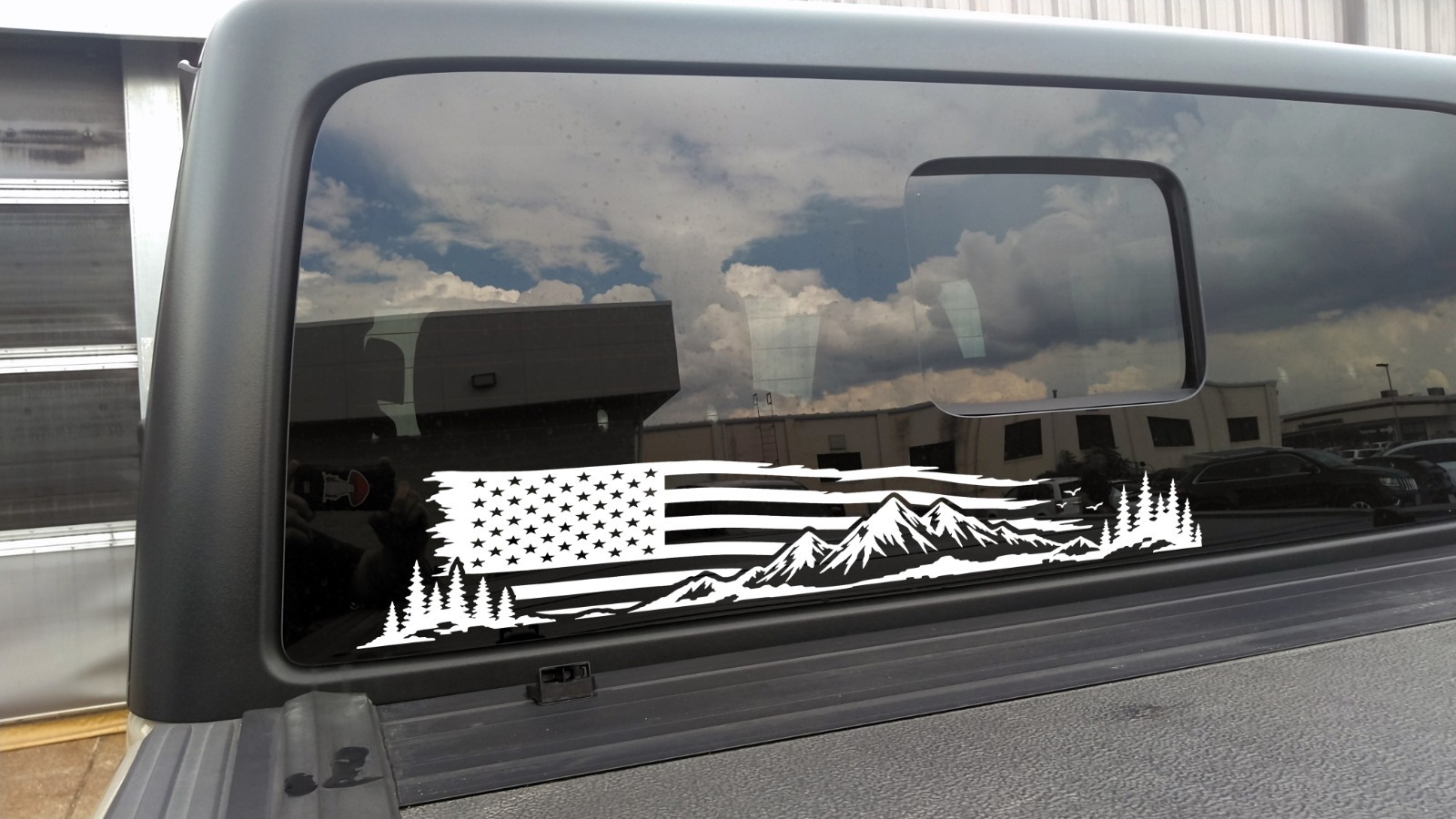 Mountain American Flag Vinyl Decal Distressed Patriotic RV Camper Graphic V2