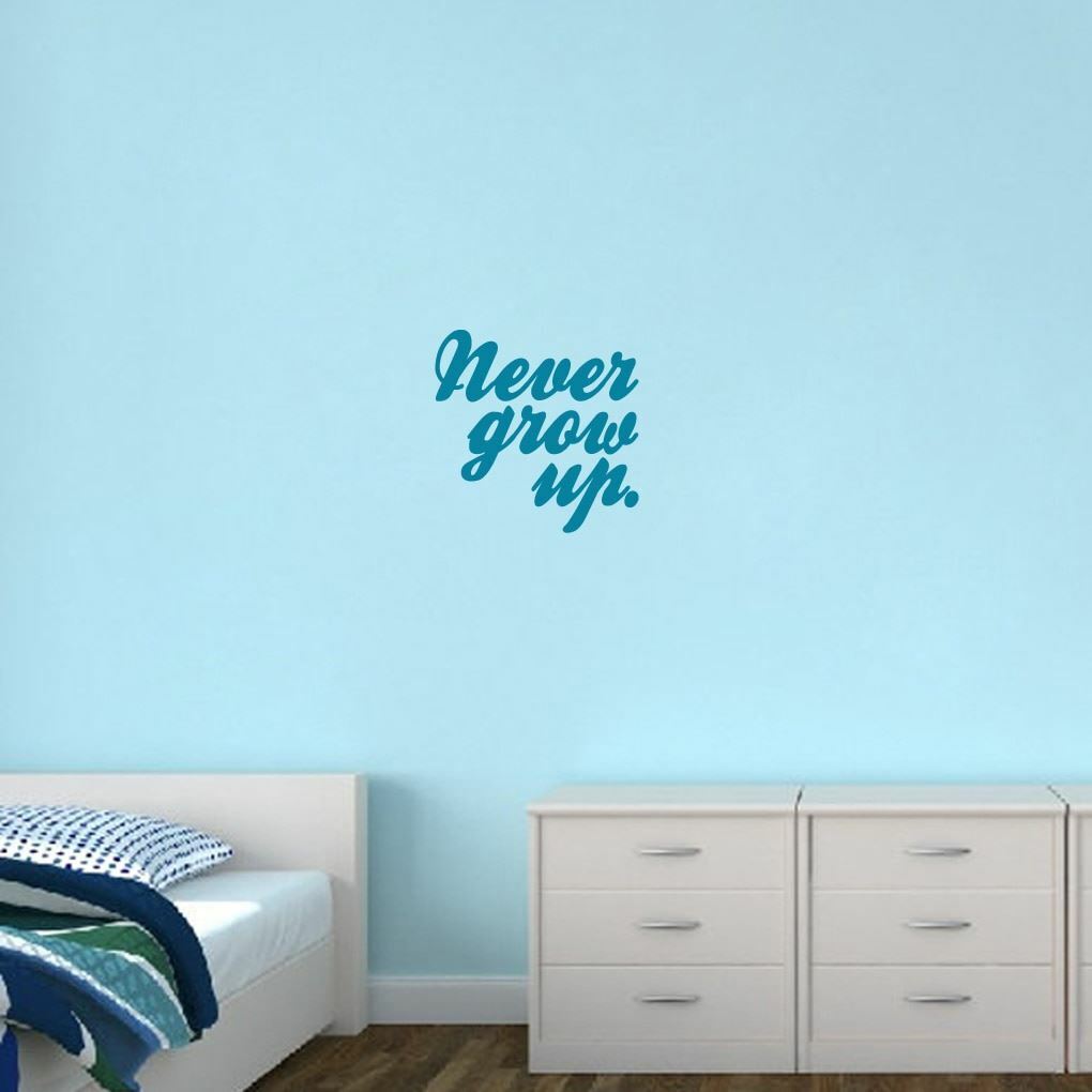 Never Grow Up Wall Decal – Kids, Nursery, Playroom, Classroom, Wall Sticker