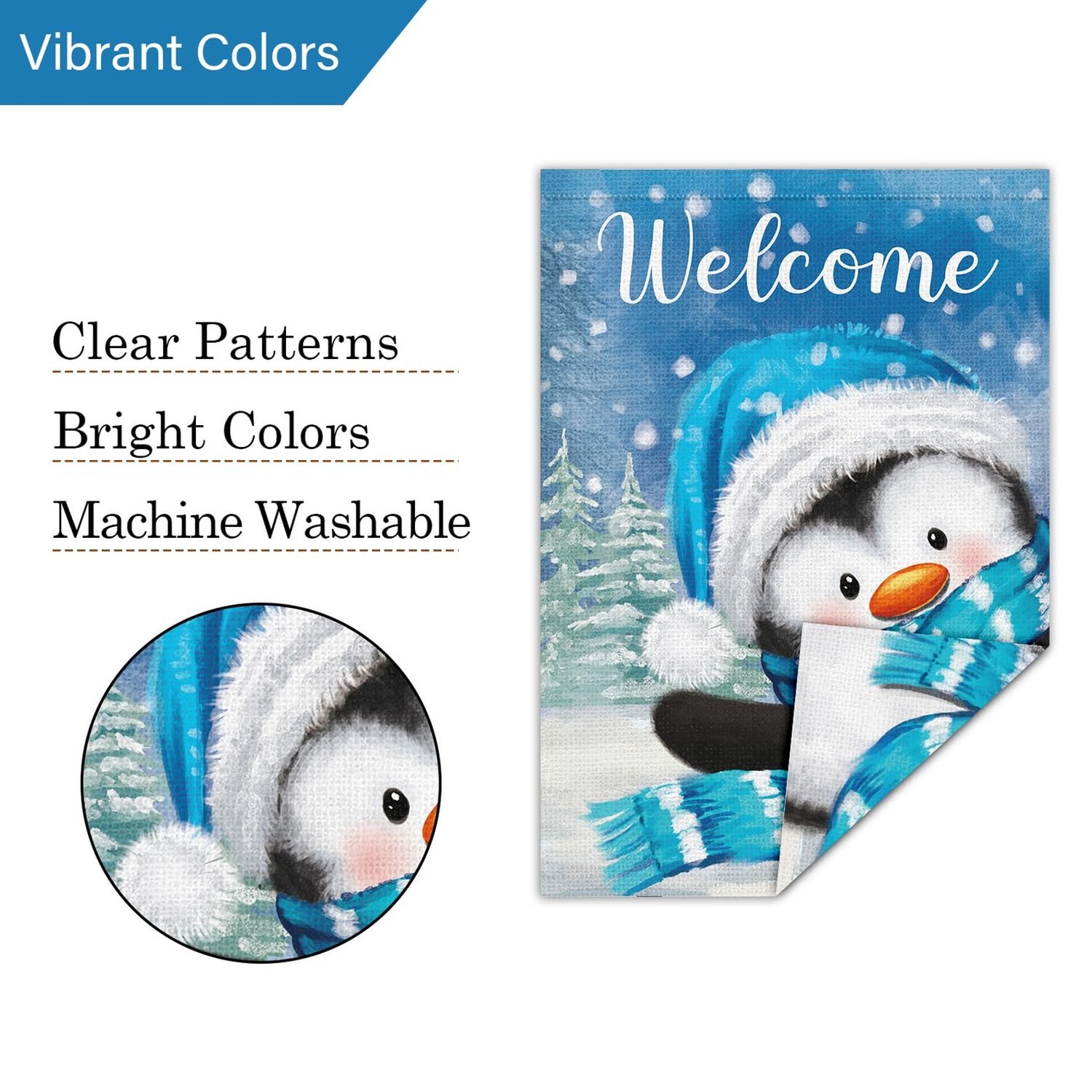 Louise Maelys Welcome Winter House Flag 28X40 Double Sided, Burlap Large Snow…