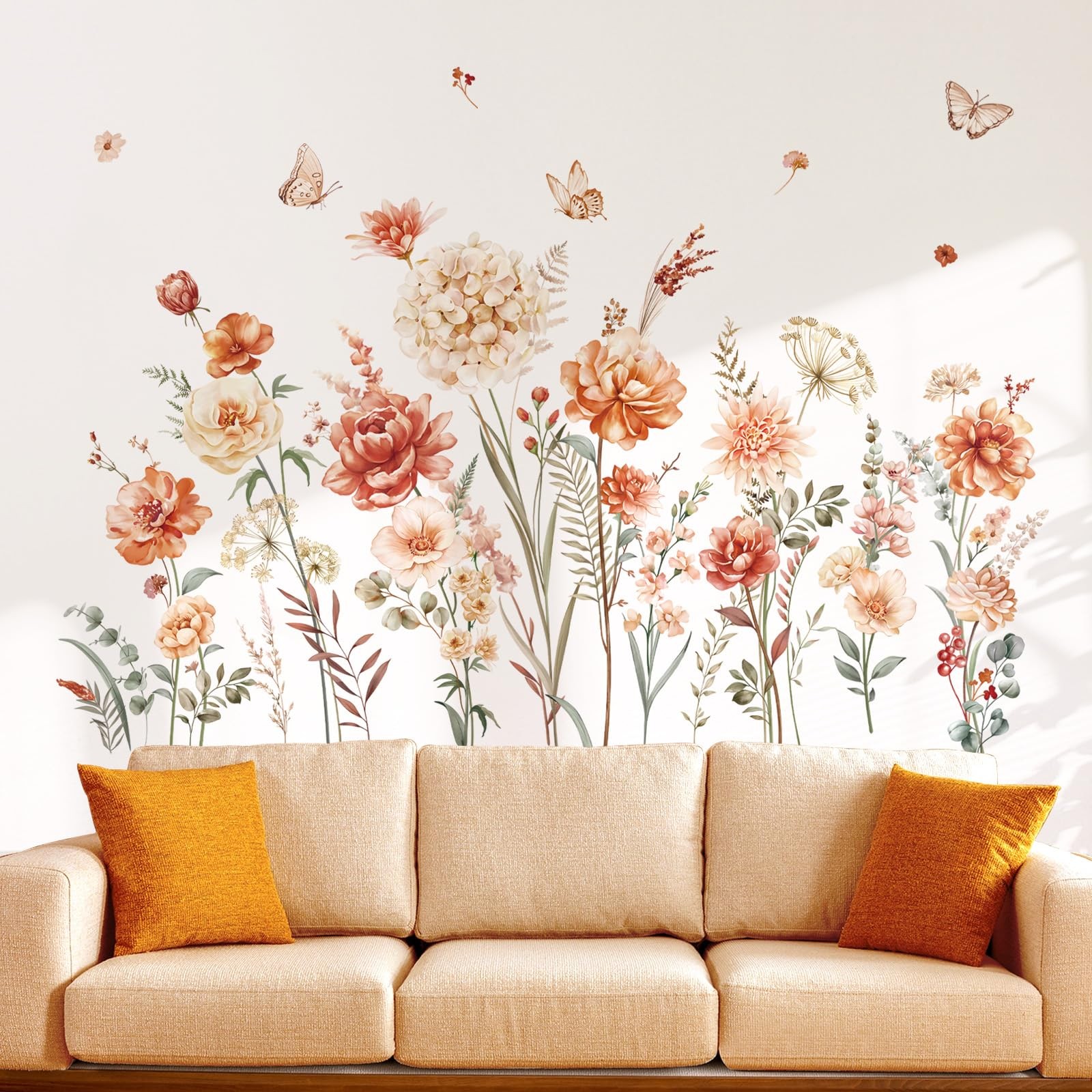 Boho Flower Wall Decals Wildflower Garden Floral Grass Wall Stickers Girls Be…