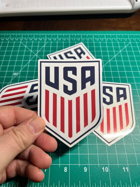 USMNT Soccer Shield/Crest – Laminated Vinyl Sticker – 4"x3" USA
