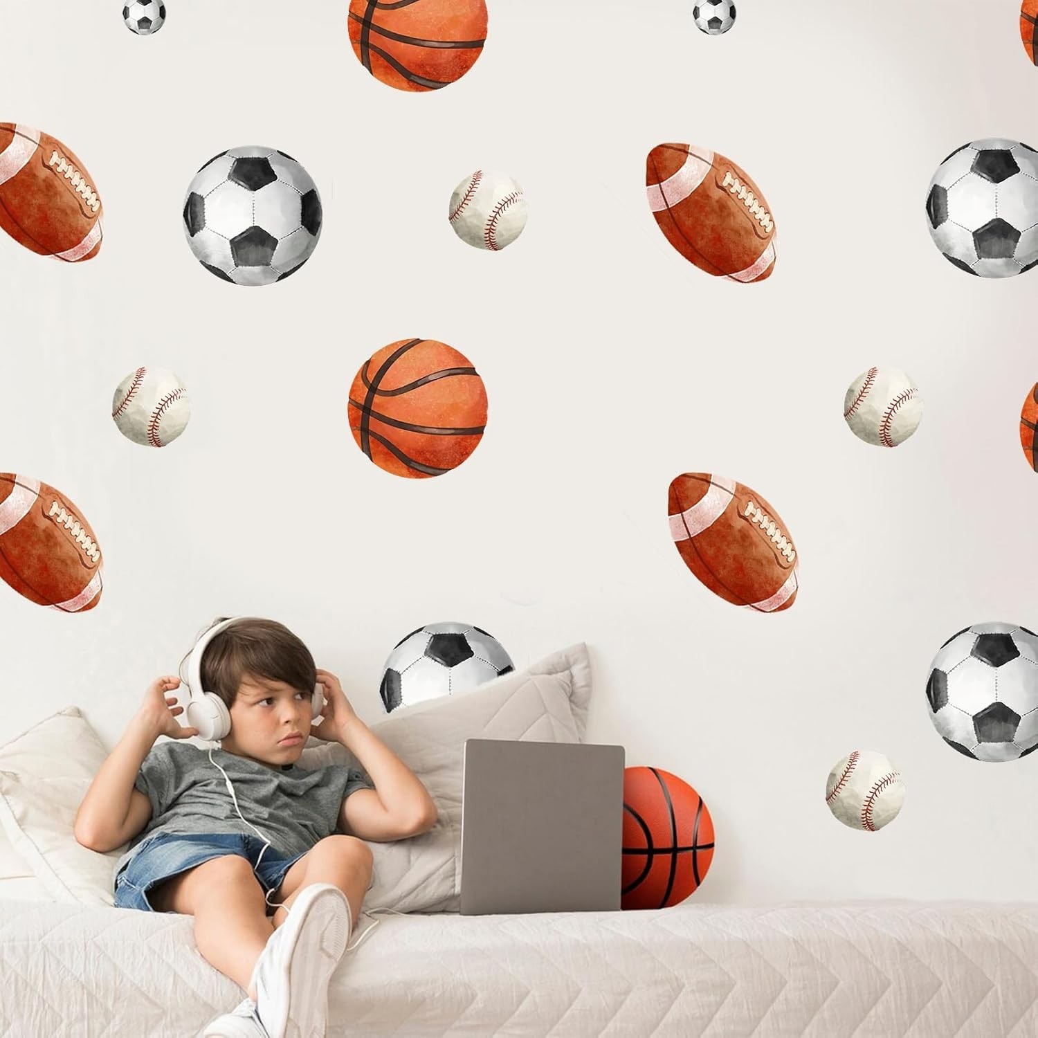 Sport Balls Wall Decals, Sports Wall Stickers, Boy Kids Athletic Decor, Socce…