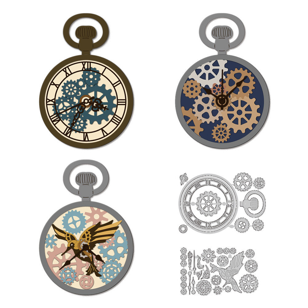 1set Punk style Watch Theme Carbon Steel Cutting Dies Stencils for Scrapbooking