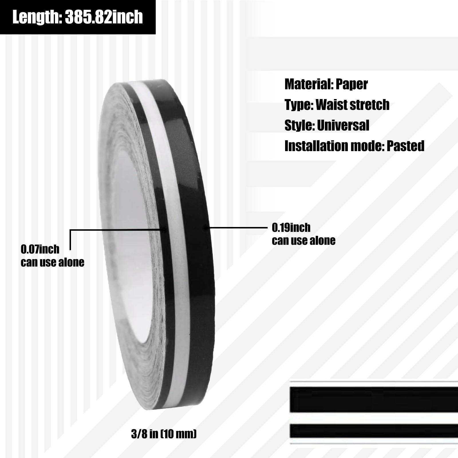2 PCS Car Waistline Body Sticker, 32.1Ft x 0.4In Pinstripe Small Color Strip …
