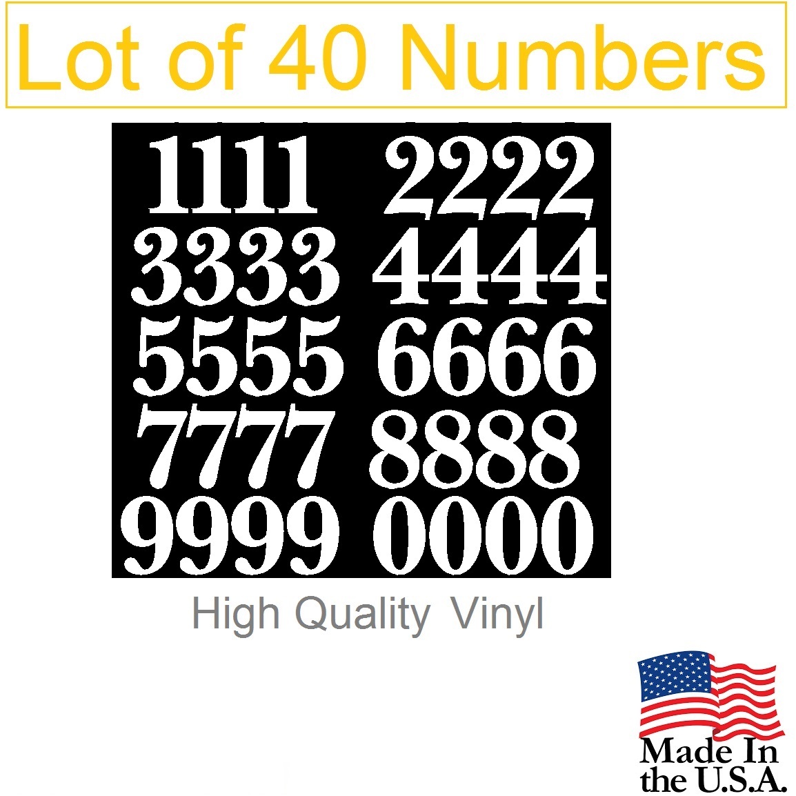 Lot of 40 White or Black Vinyl Mailbox, Tool Box,Locker Numbers Decal Baskervill