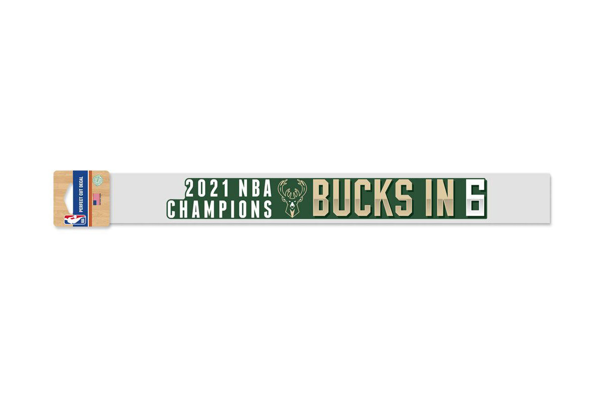 Milwaukee Bucks Decal In 6 World Champions Perfect Cut Decals, 2" x 17"
