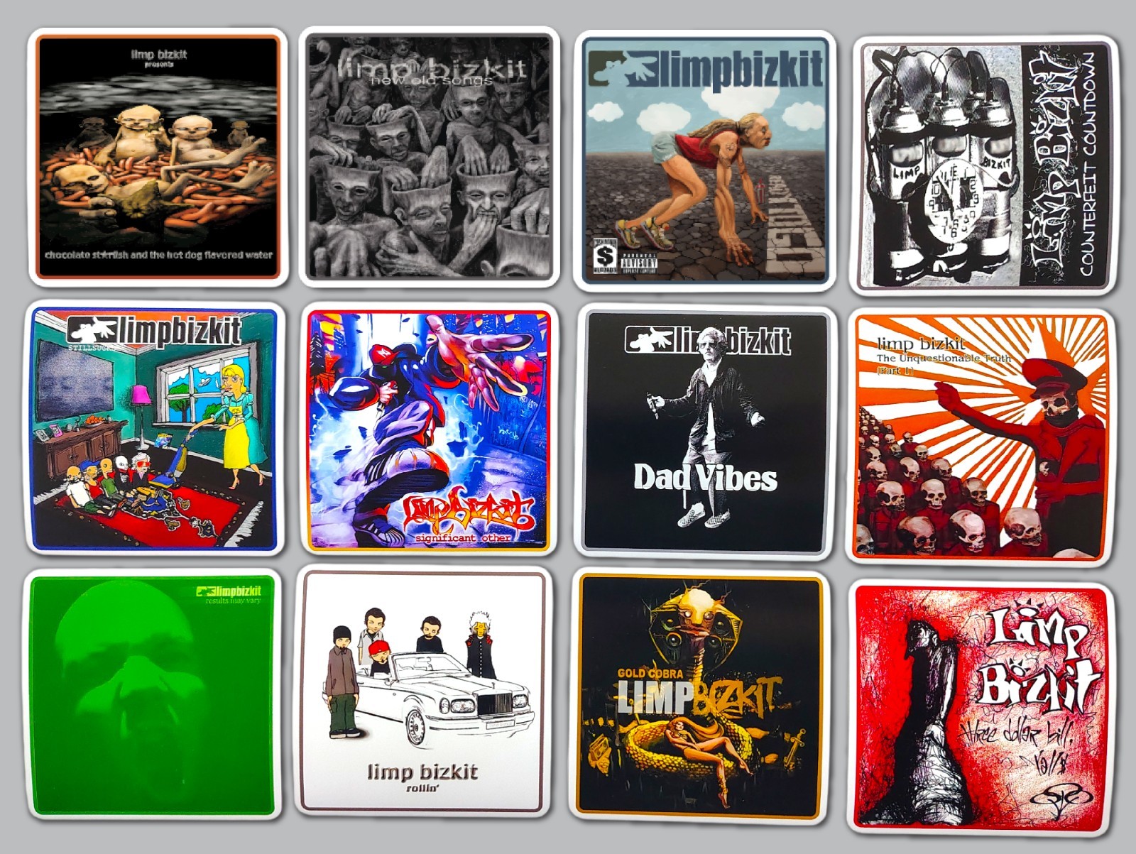 Limp Bizkit Inspired Vinyl Sticker Lot (12 Stickers) nu metal korn linkin park
