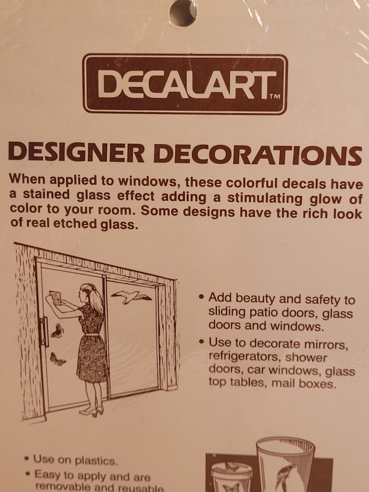 Vintage Meyercord Decalart Glass Door Window Designer Decor Etched Seashell