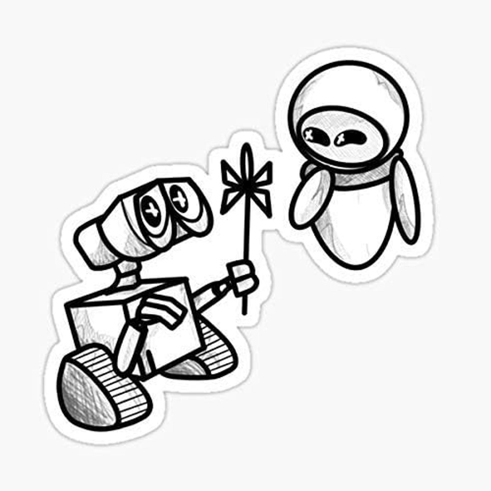5" Wall-e and Eva Vinyl Bumper Sticker