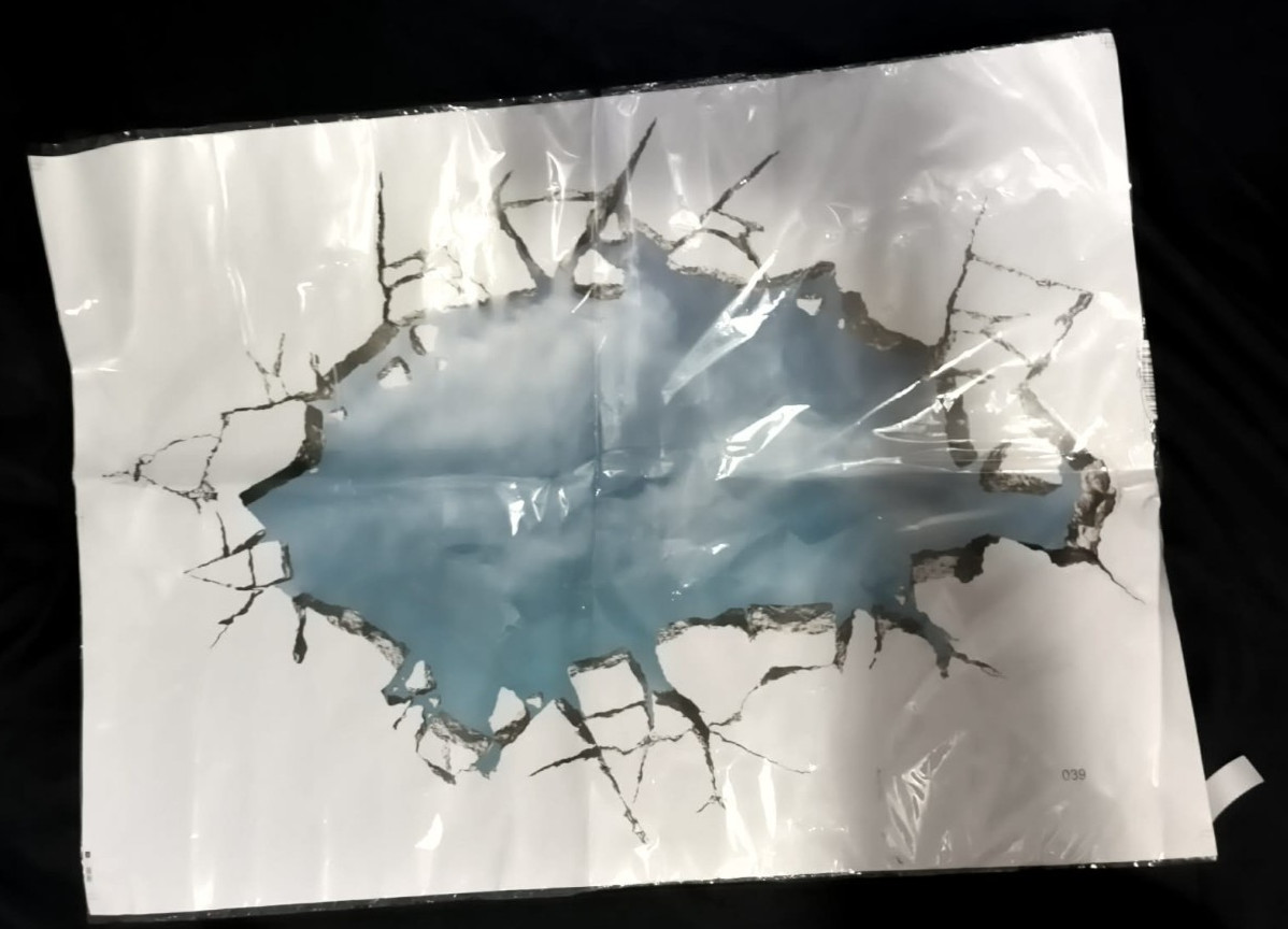 3D Cracked Wall Vinyl Decal Sticker Blue Sky Illusion Large Wall Art