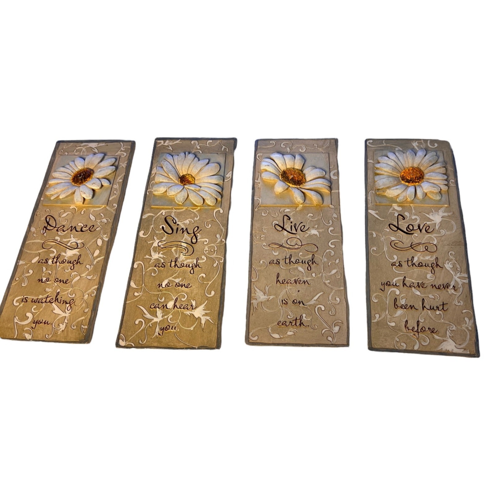 Ceramic Wall Decor Sunflowers Plaques Sing, Love, Dance, And Live Sku 4Plague