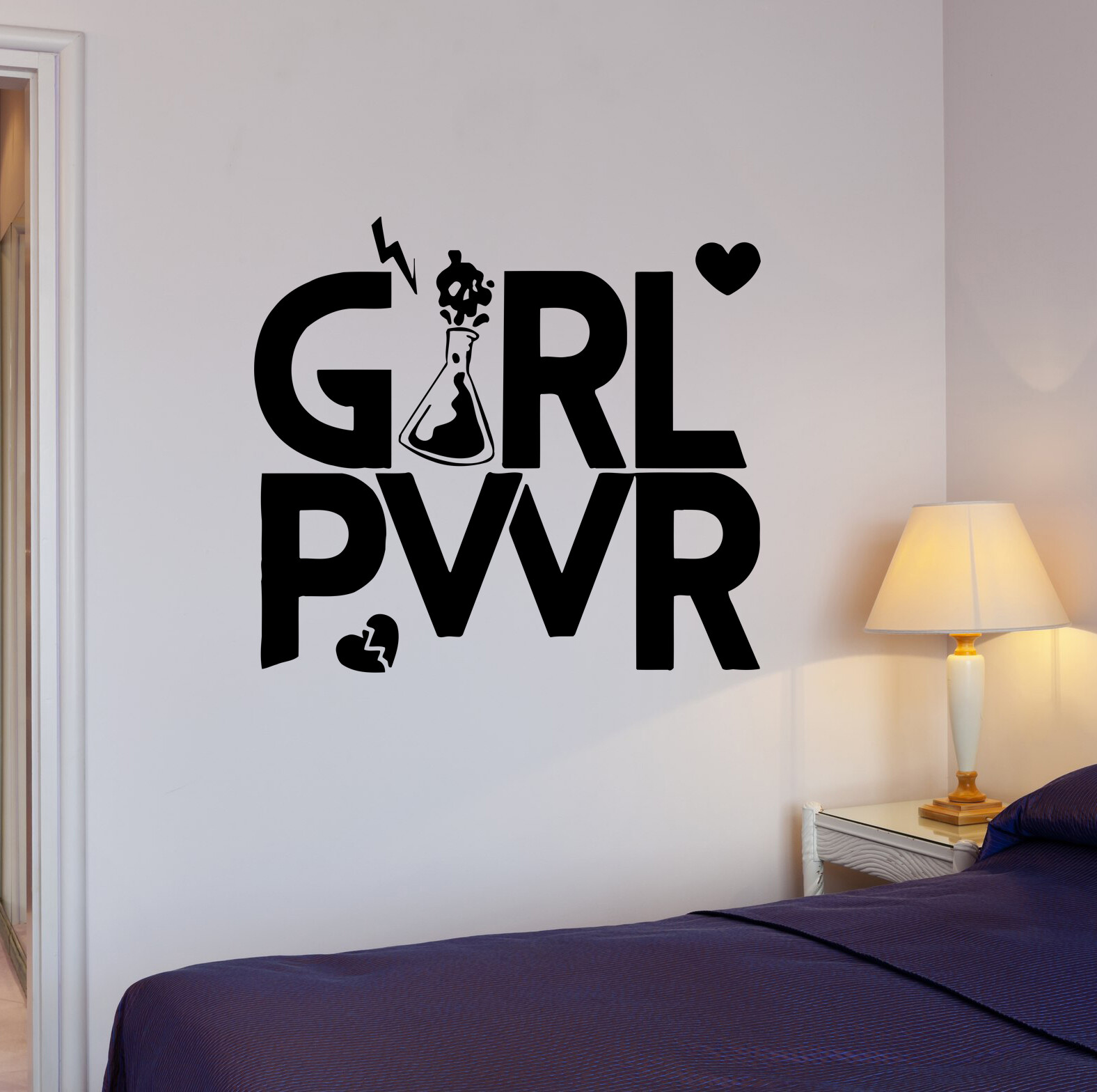 Wall Decal Room Girls Power Love Heart Words Vinyl Sticker (ed1671)