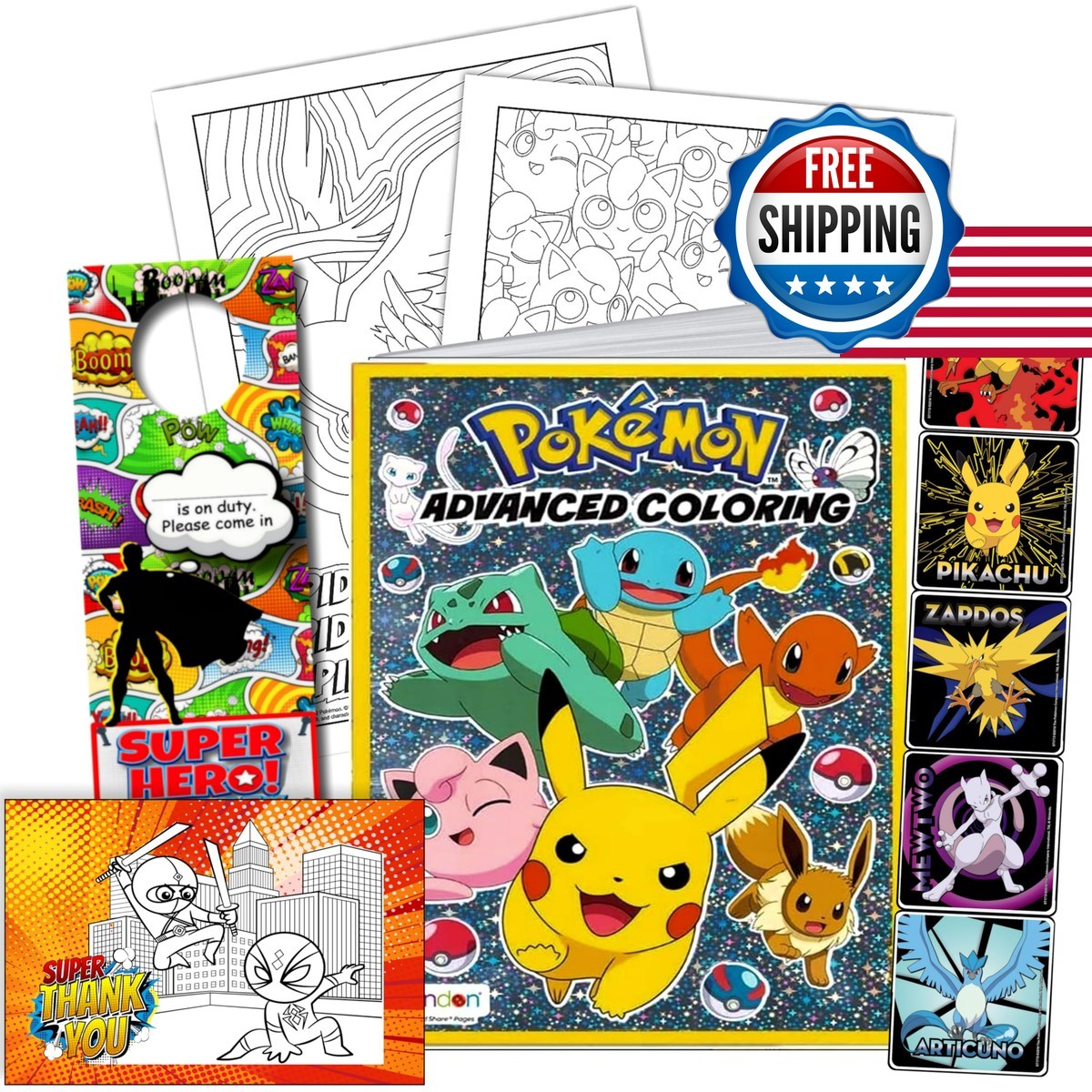 Bendon Pokemon Advanced Coloring & Sticker Activity Set with Door Hanger