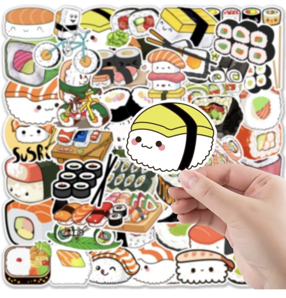 Sushi Kawaii Bento Cute Stickers 50 Pcs, Die Cut – US SELLER Gohan Kappa Maki