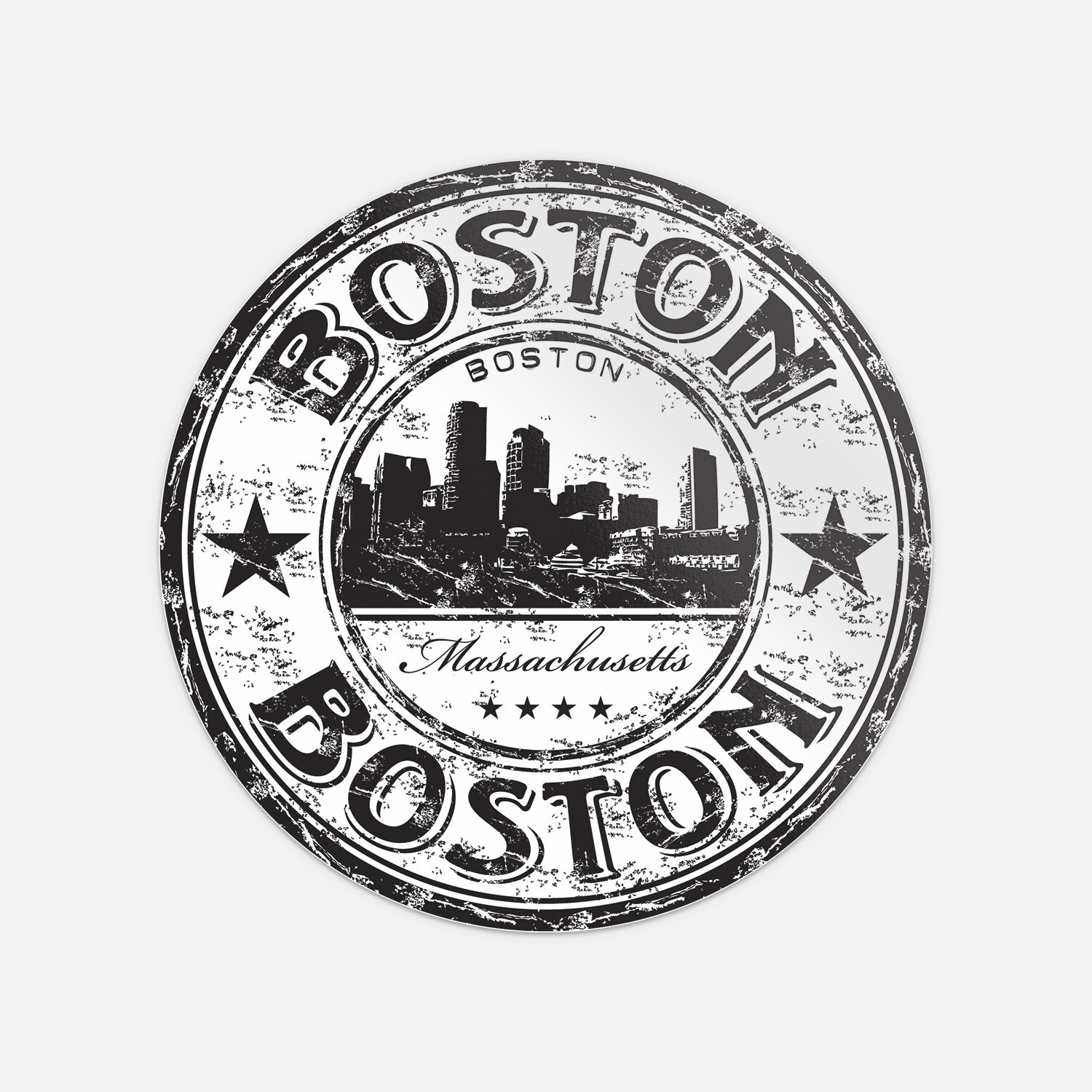 Boston City Massachusetts USA Travel Grunge Stamp Vinyl Sticker Decal