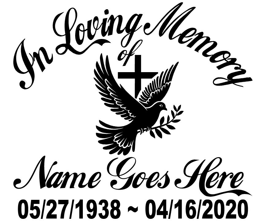 In Loving Memory Of – Dove Sticker Decal Window Cross Memorial Personalized #3