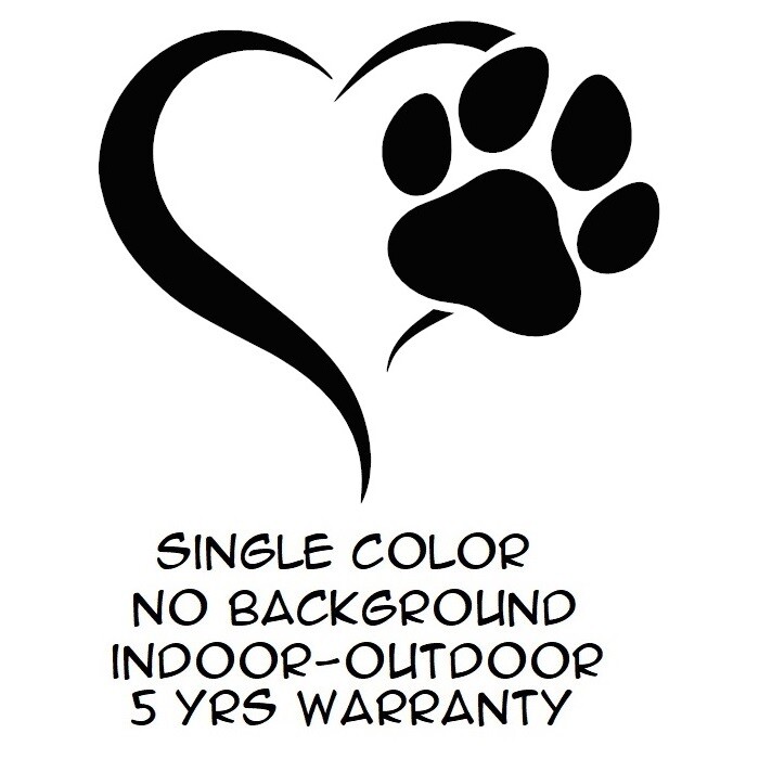 Heart Paw Sticker Vinyl Decal – Dog Cat Pet Puppy Love Wall Decor Car Window
