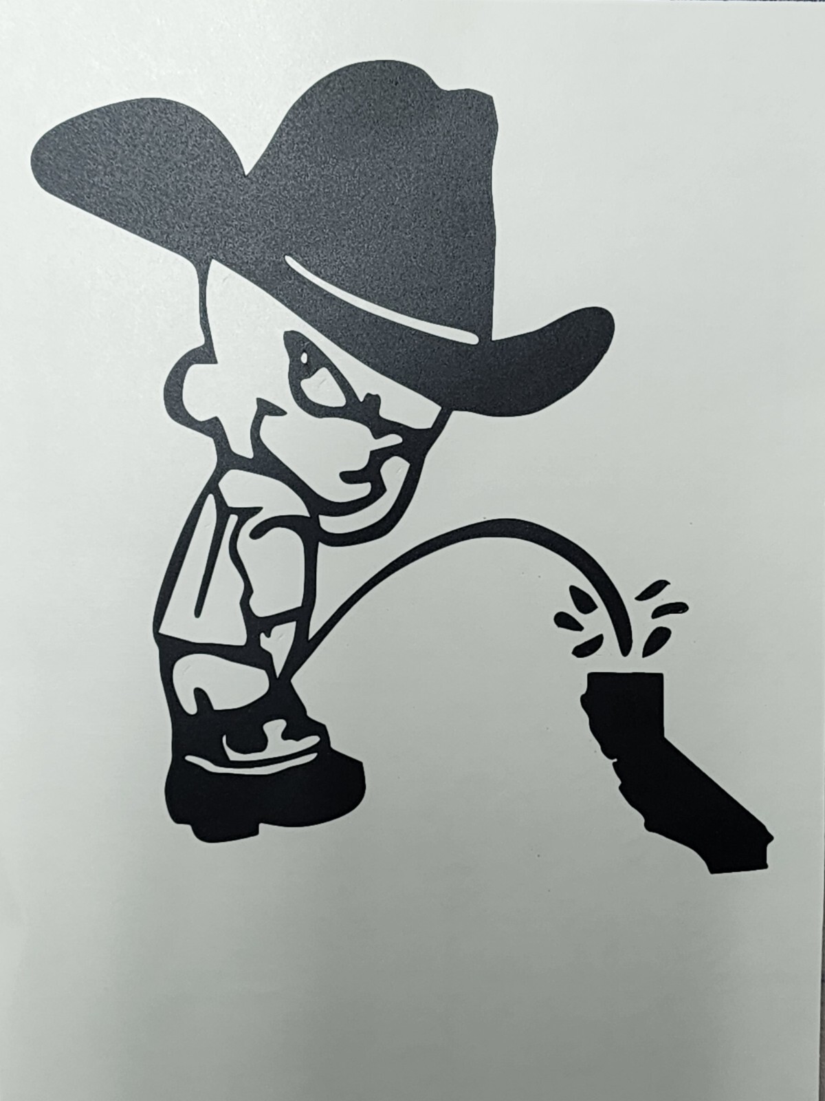 Piss on California CA Cowboy peeing on state | Outdoor vinyl Don't CA my Texas