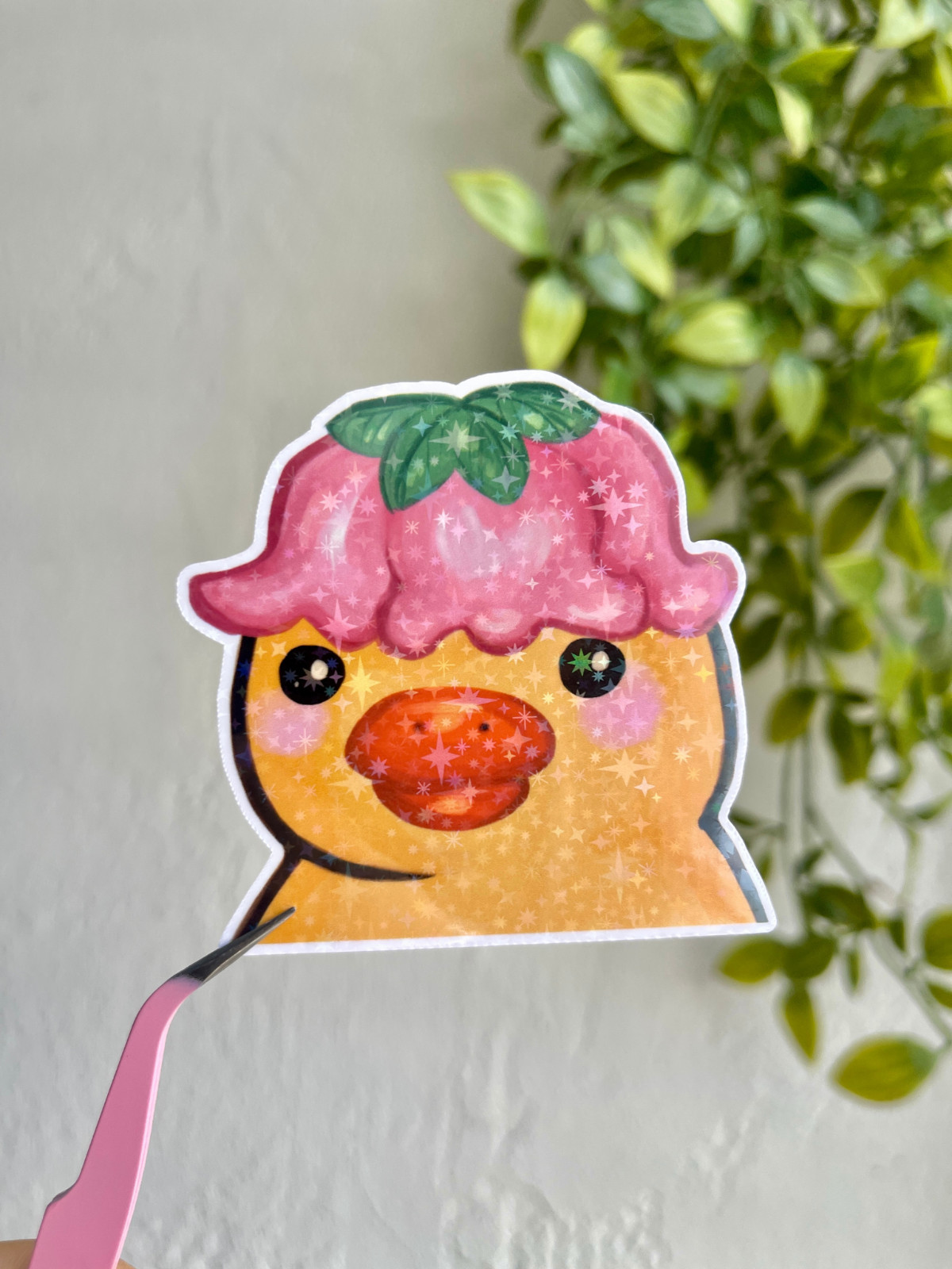 Flower Duck Sticker, Cute Vinyl Die Cut Sticker