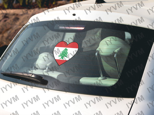 Lebanon Flag Heart Sticker Decal